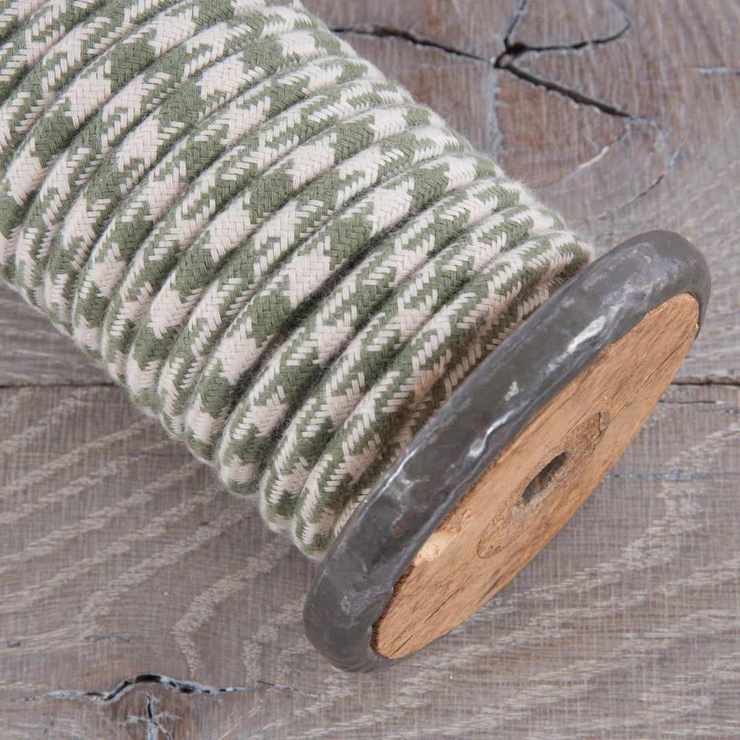 Premium Round Fabric Lighting Cable - Thyme Green & Dove