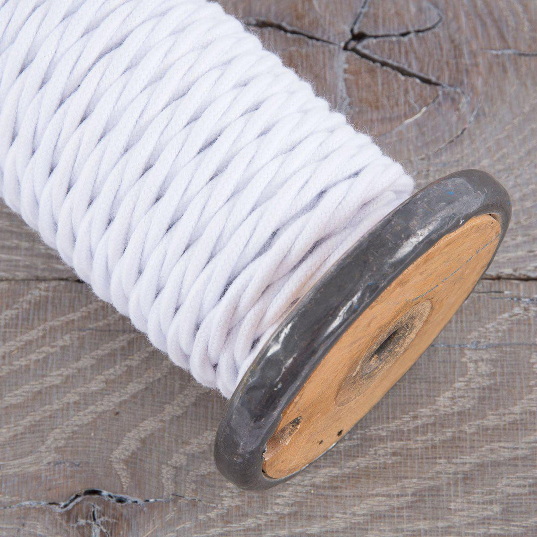 Premium Twisted Fabric Lighting Cable Cotton - White
