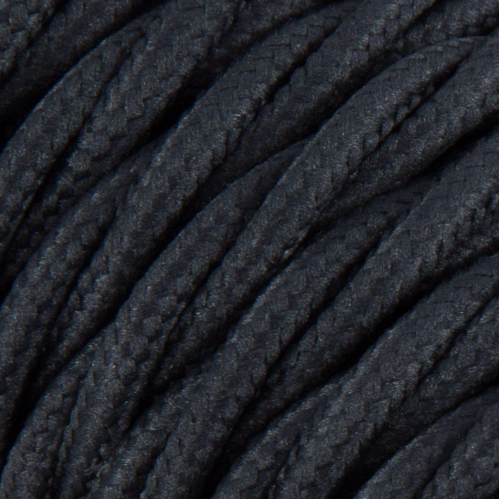 Premium Twisted Fabric Lighting Cable Rayon - Black