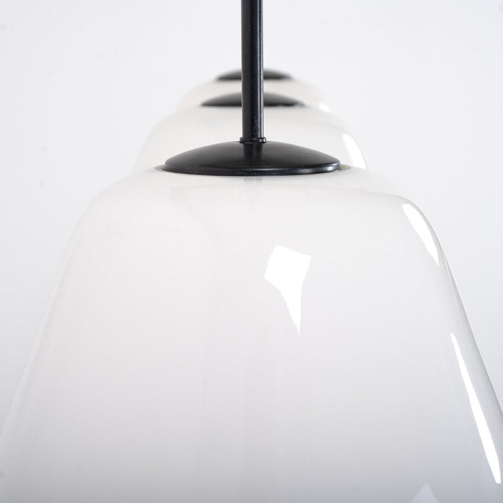 RECLAIMED LARGE TRAPEZOID OPALINE PENDANT LIGHTS BY FALKS