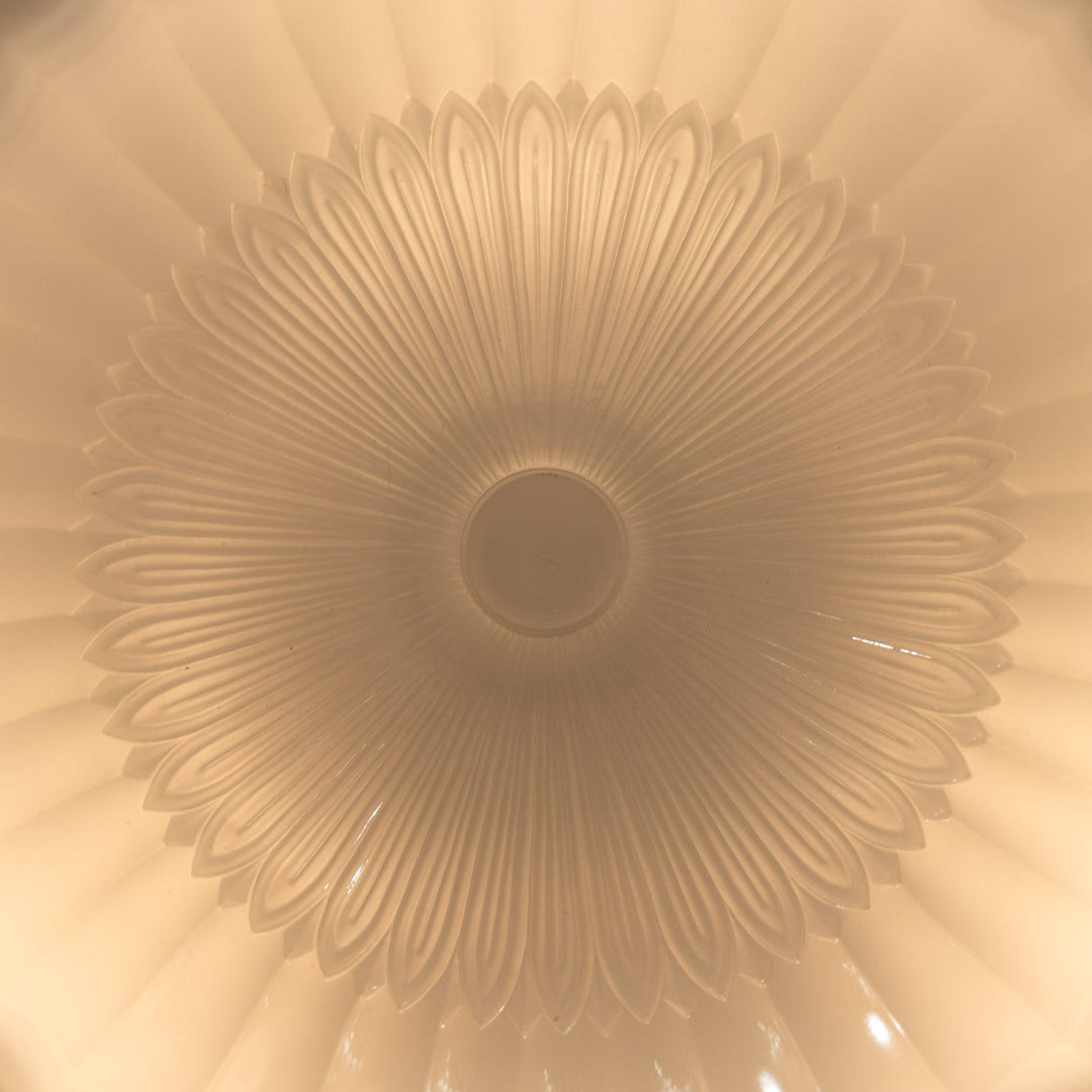 Rare 16 inch Jefferson Moonstone Deep Bowl Plafonnier with Exceptional Quality Cast Fittings