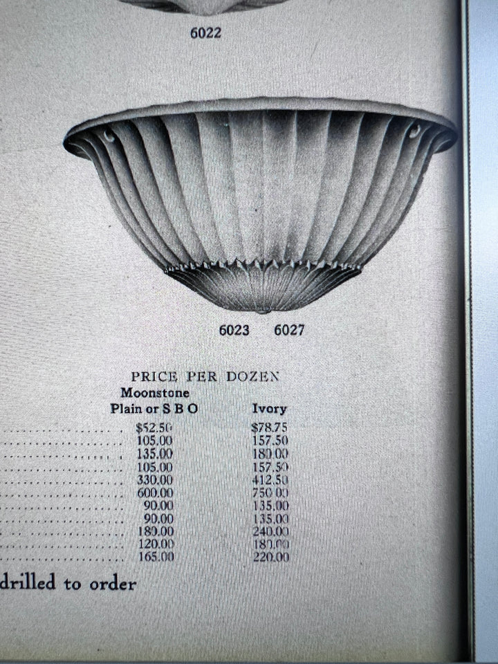 Rare 16 inch Jefferson Moonstone Deep Bowl Plafonnier with Exceptional Quality Cast Fittings