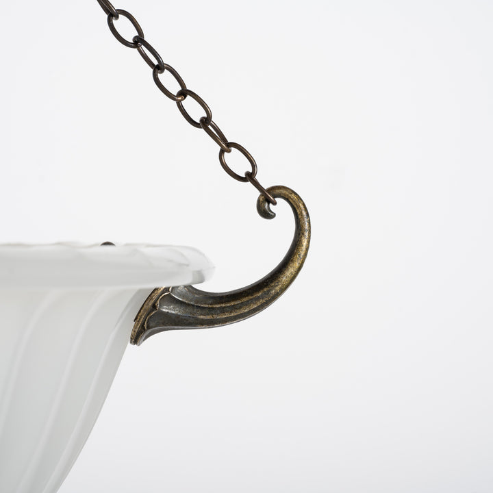 Rare 16 inch Jefferson Moonstone Deep Bowl Plafonnier with Exceptional Quality Cast Fittings