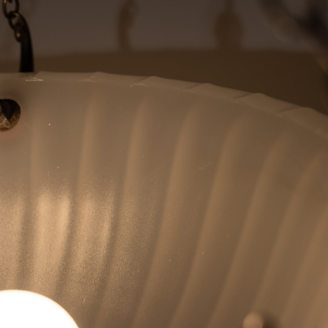 Rare 16 inch Jefferson Moonstone Deep Bowl Plafonnier with Exceptional Quality Cast Fittings