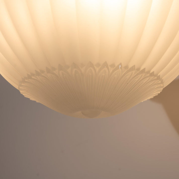 Rare 16 inch Jefferson Moonstone Deep Bowl Plafonnier with Exceptional Quality Cast Fittings