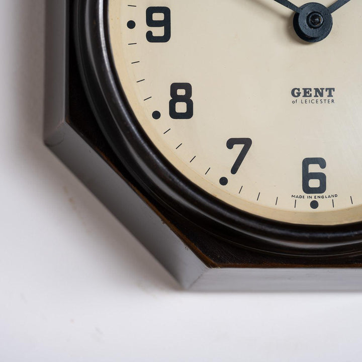 Rare Art Deco Octagonal Bakelite Wall Clock by Gent of Leicester