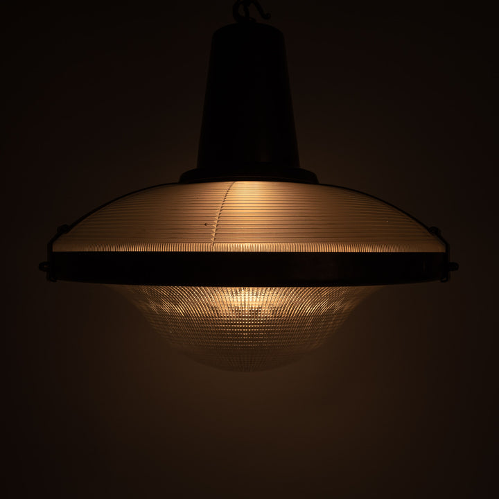 Rare Extra Large Holophane "Ripple-Lite" Glass Pendant Light