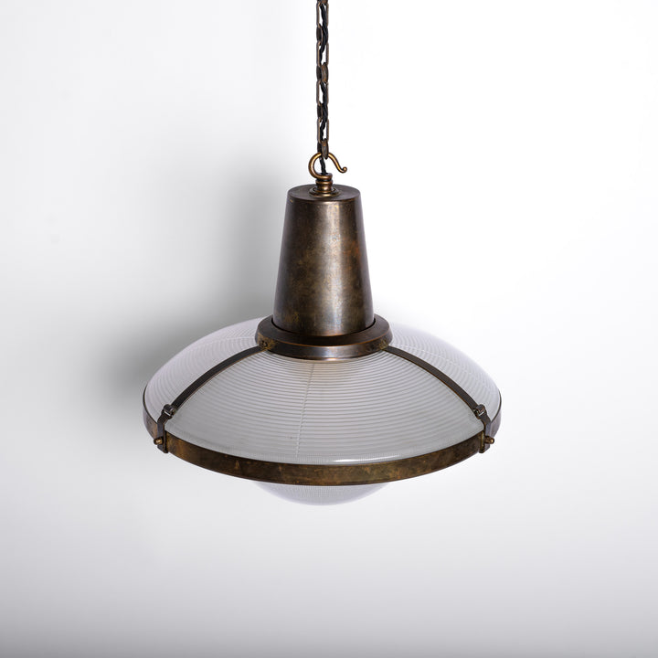 Rare Extra Large Holophane "Ripple-Lite" Glass Pendant Light