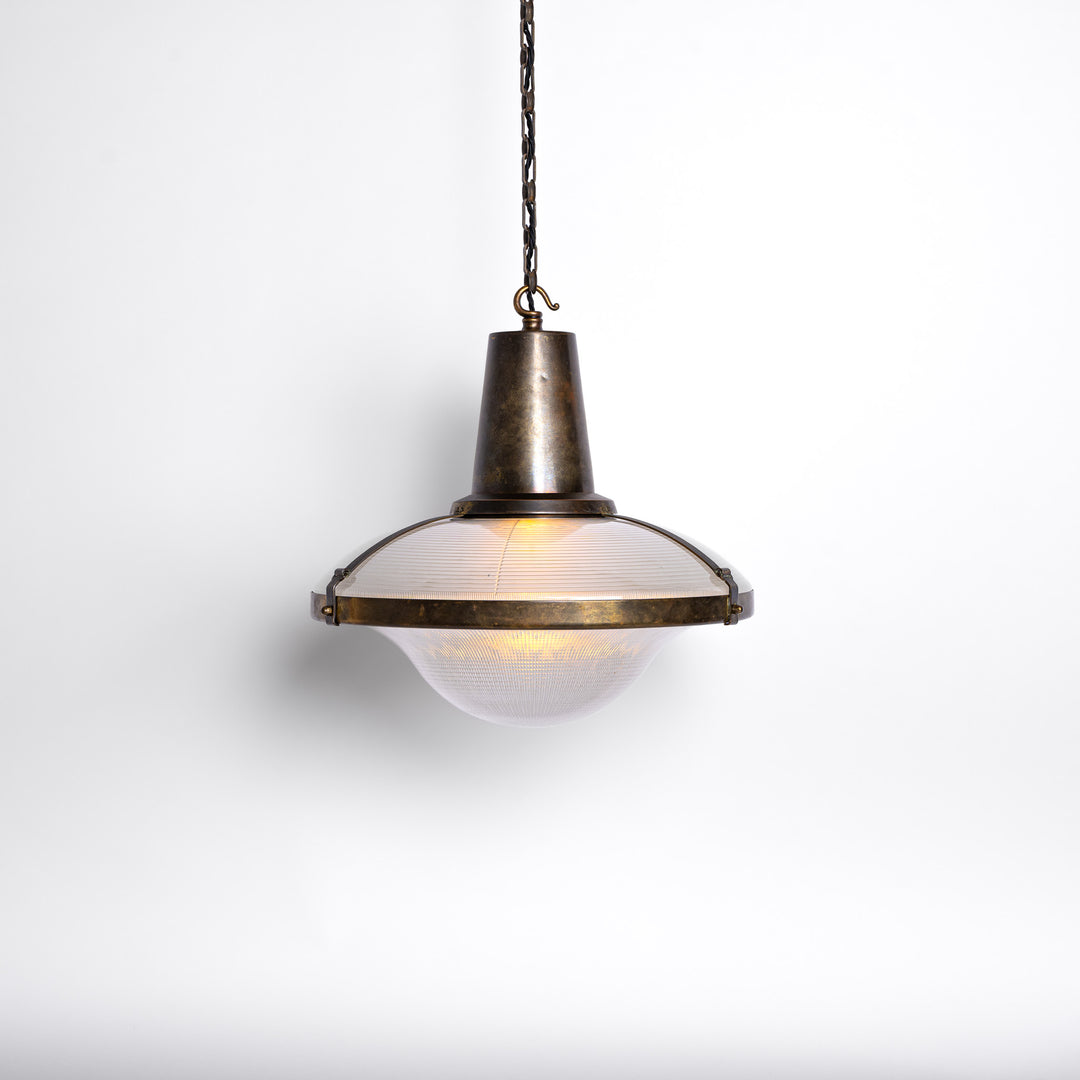 Rare Extra Large Holophane "Ripple-Lite" Glass Pendant Light