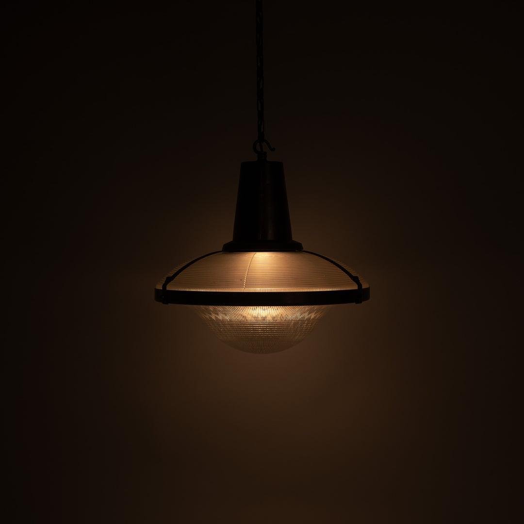 Rare Extra Large Holophane "Ripple-Lite" Glass Pendant Light