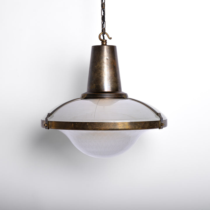 Rare Extra Large Holophane "Ripple-Lite" Glass Pendant Light