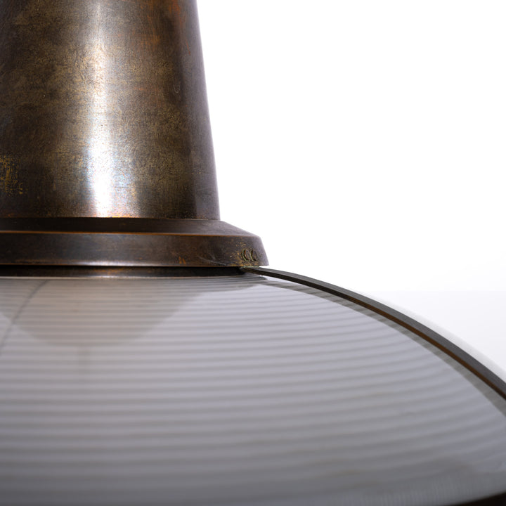 Rare Extra Large Holophane "Ripple-Lite" Glass Pendant Light