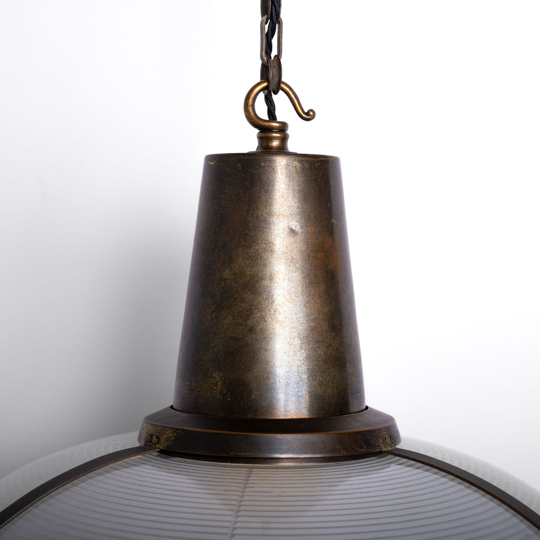 Rare Extra Large Holophane "Ripple-Lite" Glass Pendant Light