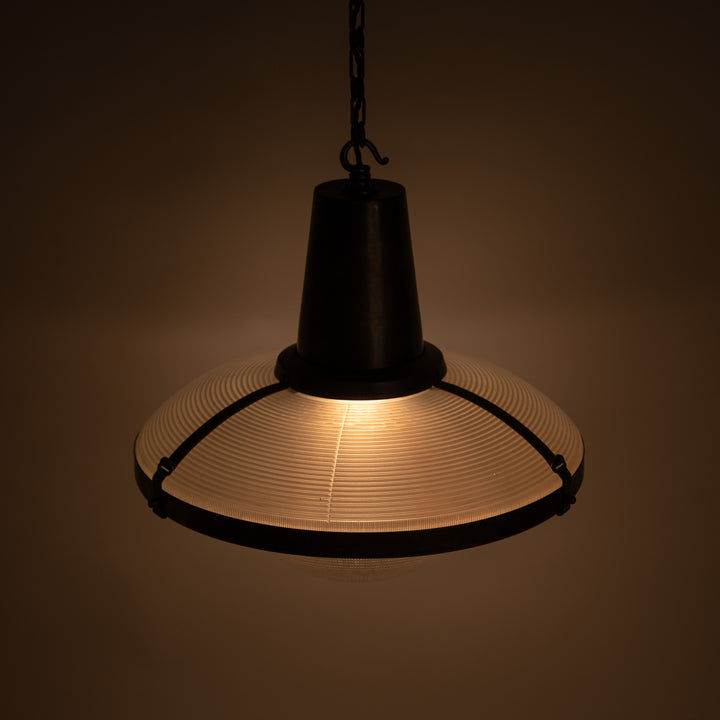 Rare Extra Large Holophane "Ripple-Lite" Glass Pendant Light