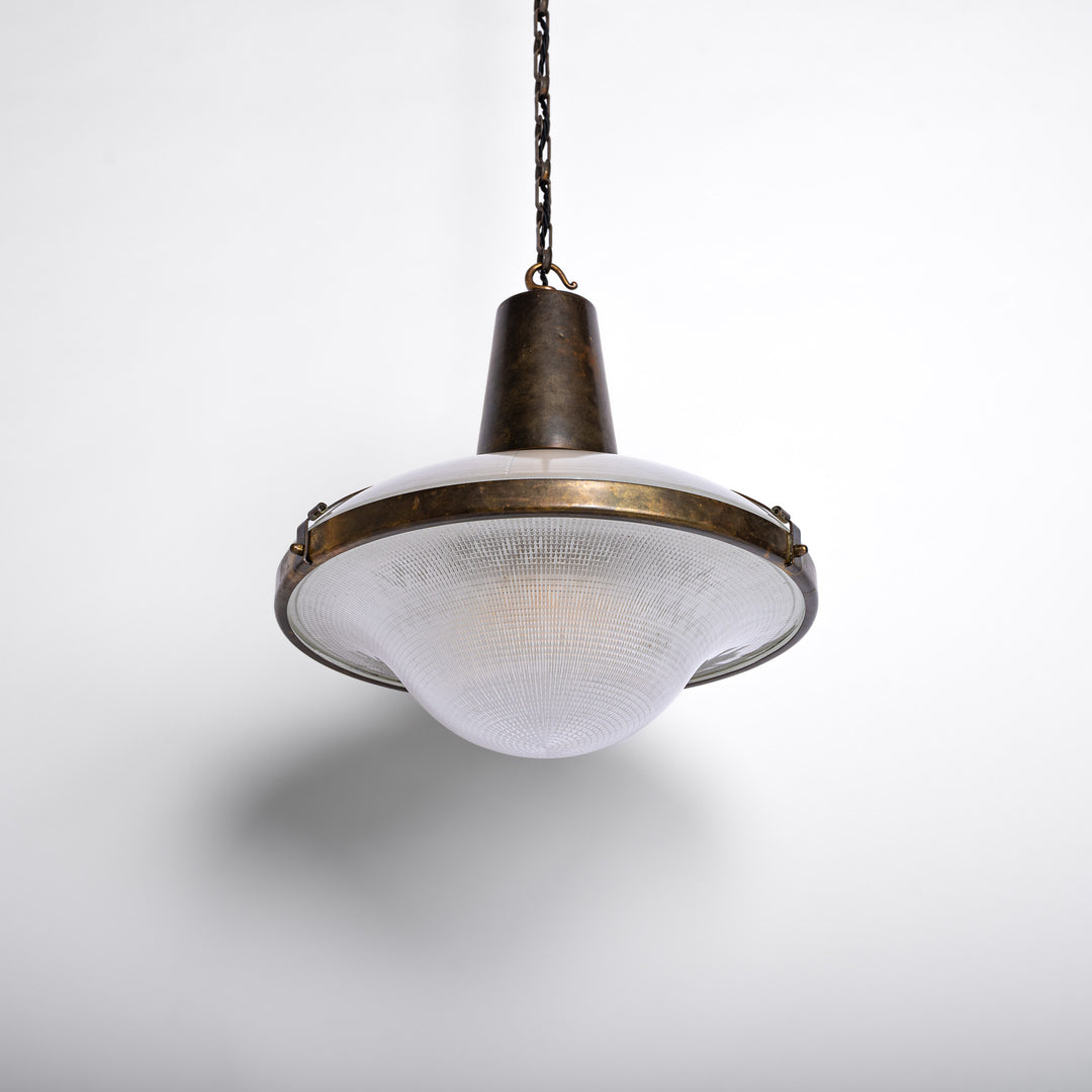 Rare Extra Large Holophane "Ripple-Lite" Glass Pendant Light