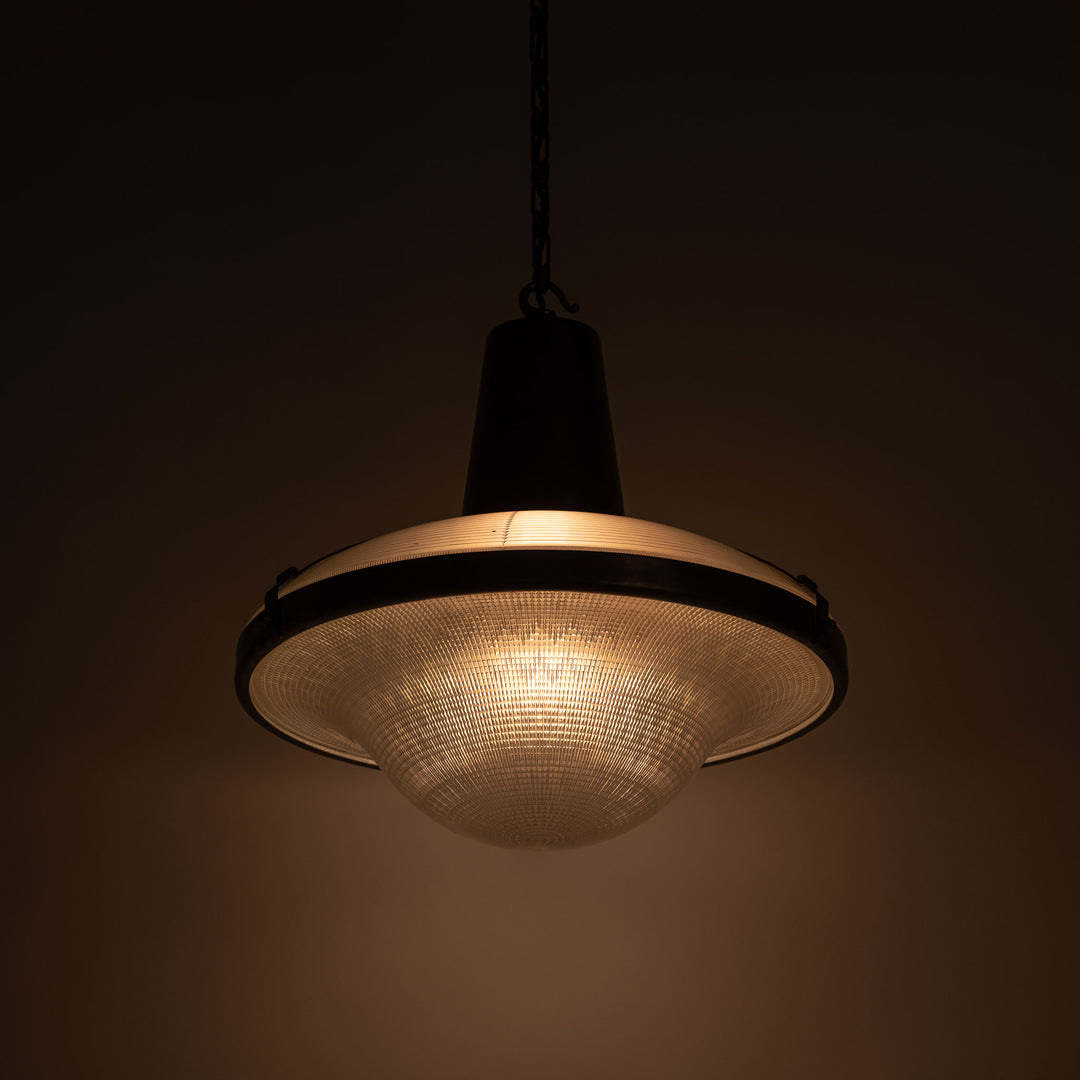 Rare Extra Large Holophane "Ripple-Lite" Glass Pendant Light