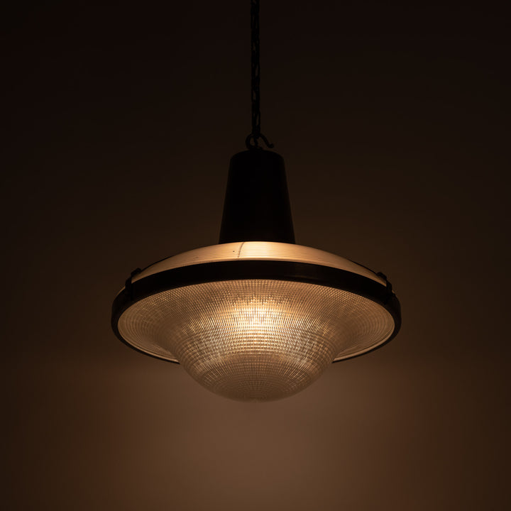 Rare Extra Large Holophane "Ripple-Lite" Glass Pendant Light