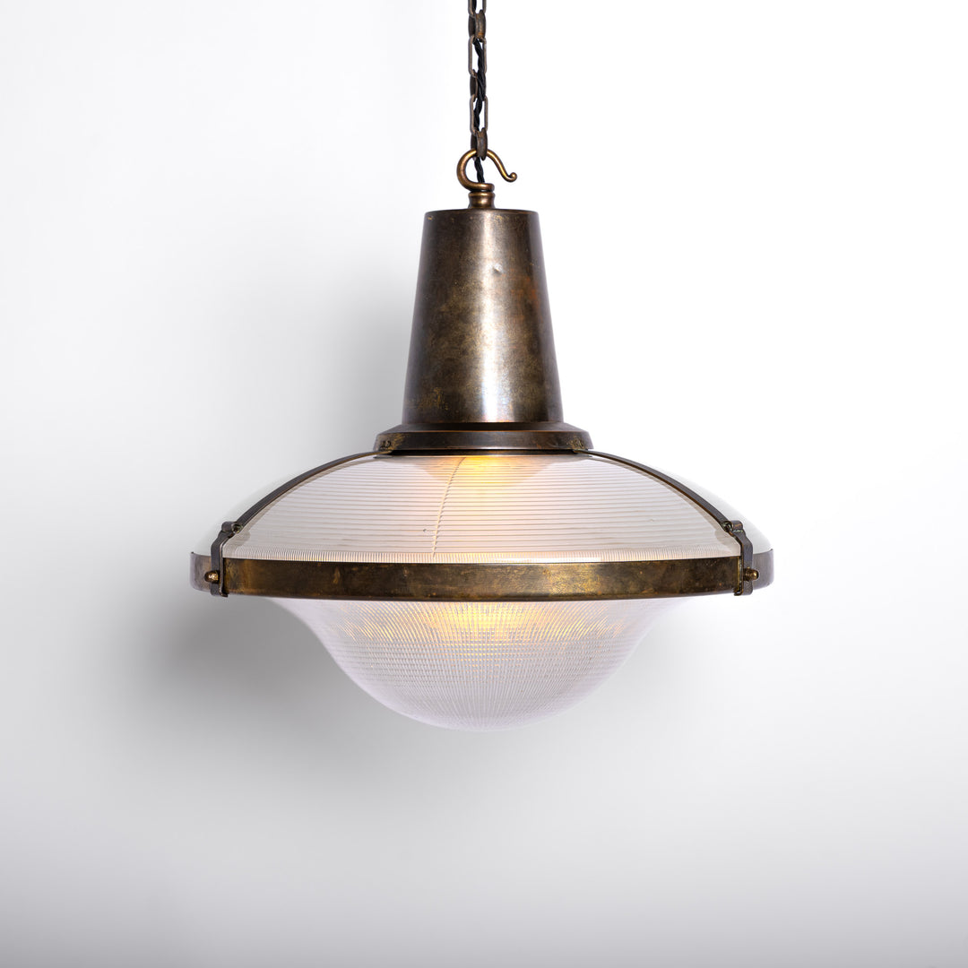 Rare Extra Large Holophane "Ripple-Lite" Glass Pendant Light