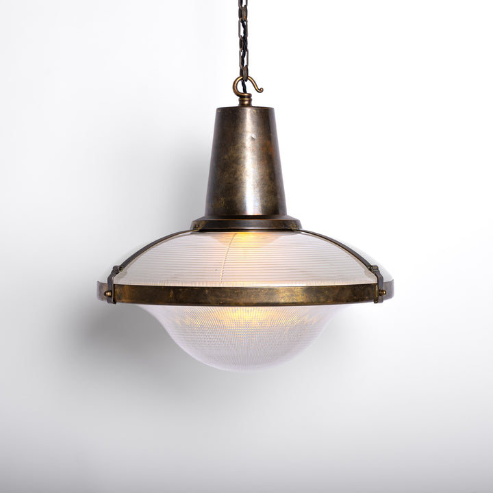 Rare Extra Large Holophane "Ripple-Lite" Glass Pendant Light