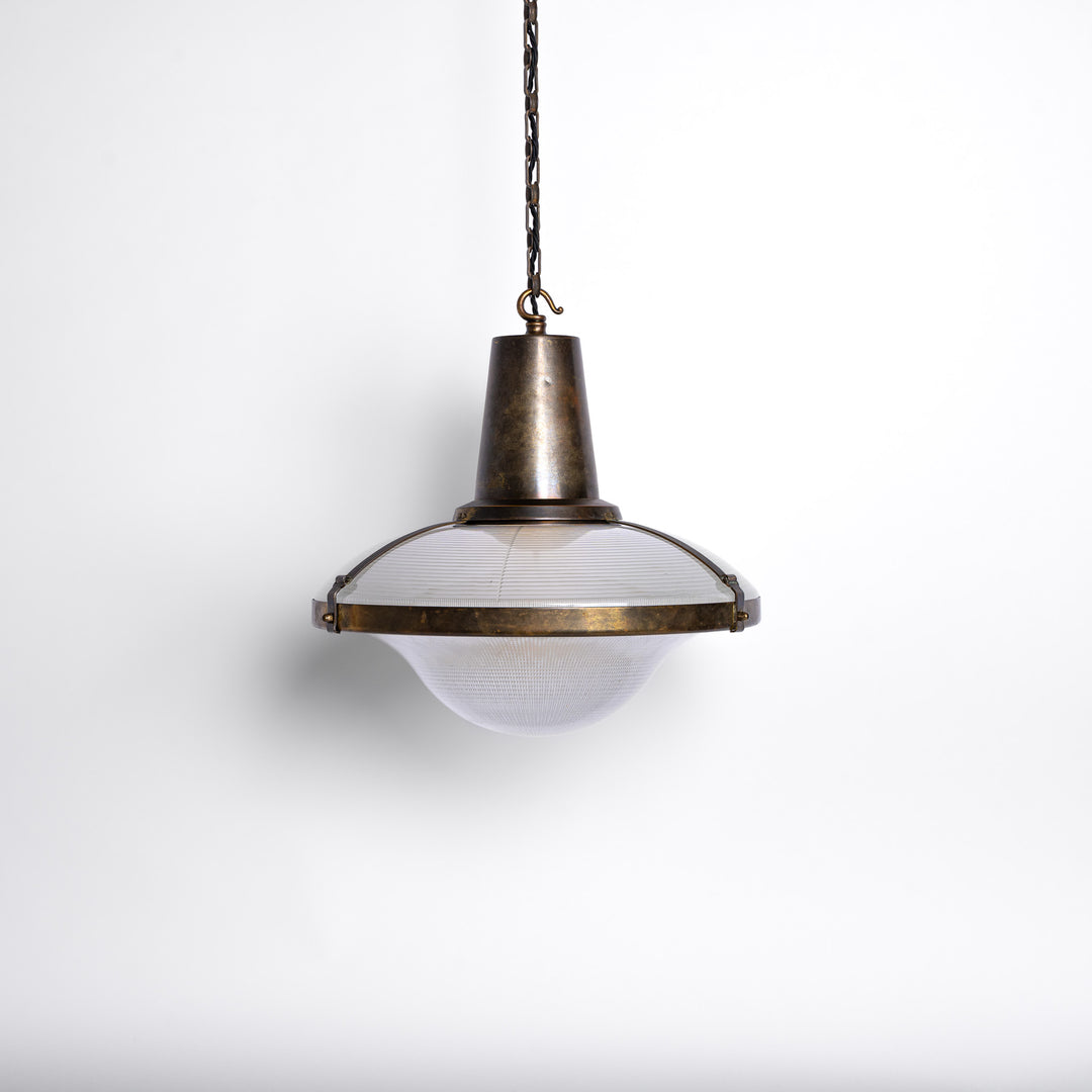 Rare Extra Large Holophane "Ripple-Lite" Glass Pendant Light