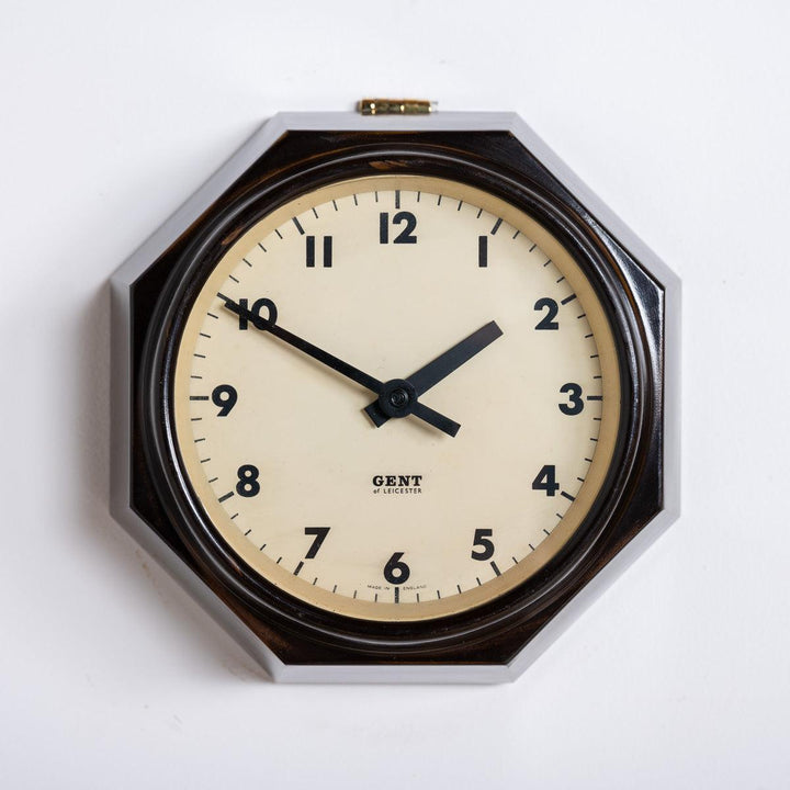 Rare Extra Small Octagonal Bakelite Wall Clock by Gent of Leicester