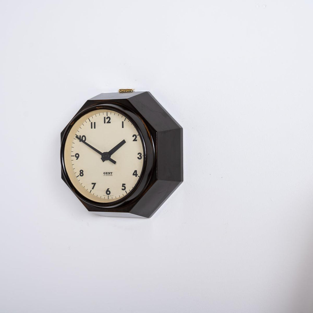 Rare Extra Small Octagonal Bakelite Wall Clock by Gent of Leicester