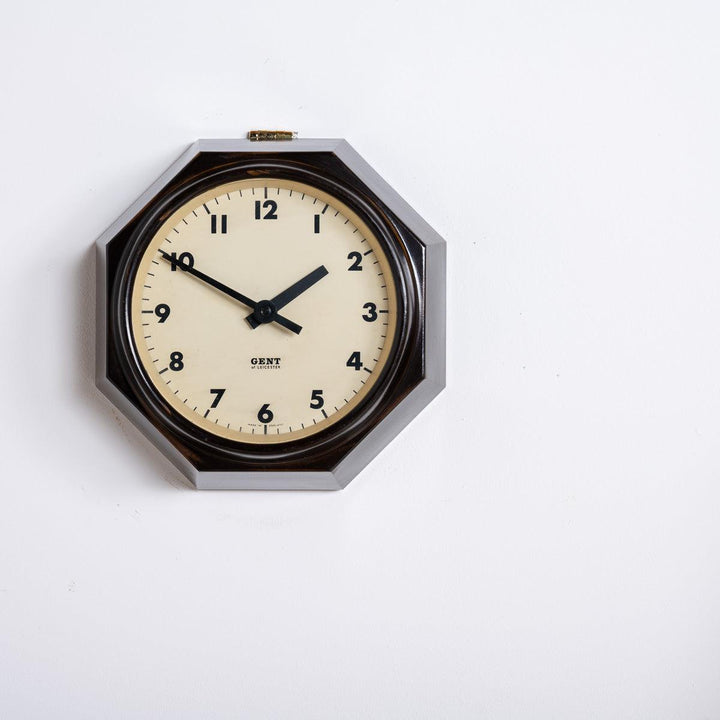 Rare Extra Small Octagonal Bakelite Wall Clock by Gent of Leicester