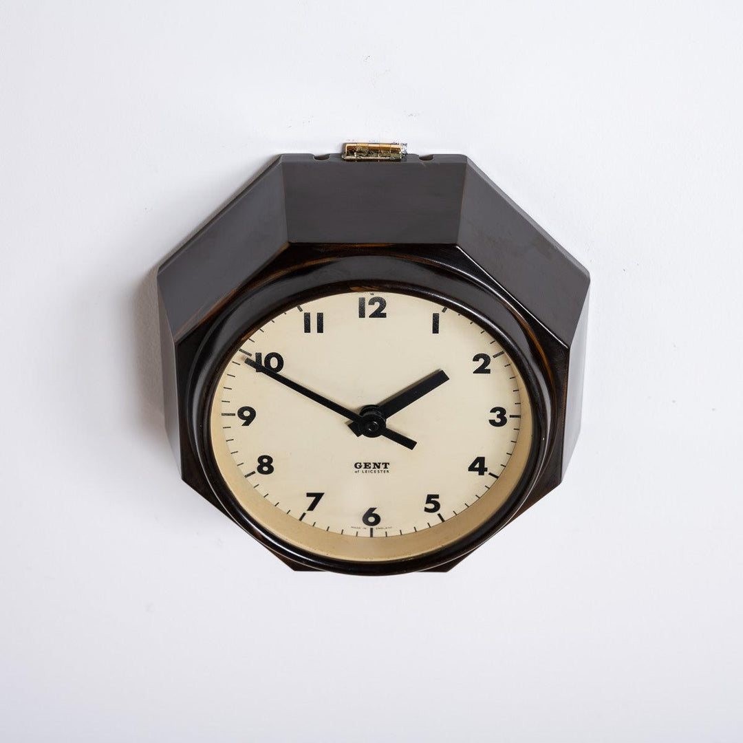 Rare Extra Small Octagonal Bakelite Wall Clock by Gent of Leicester