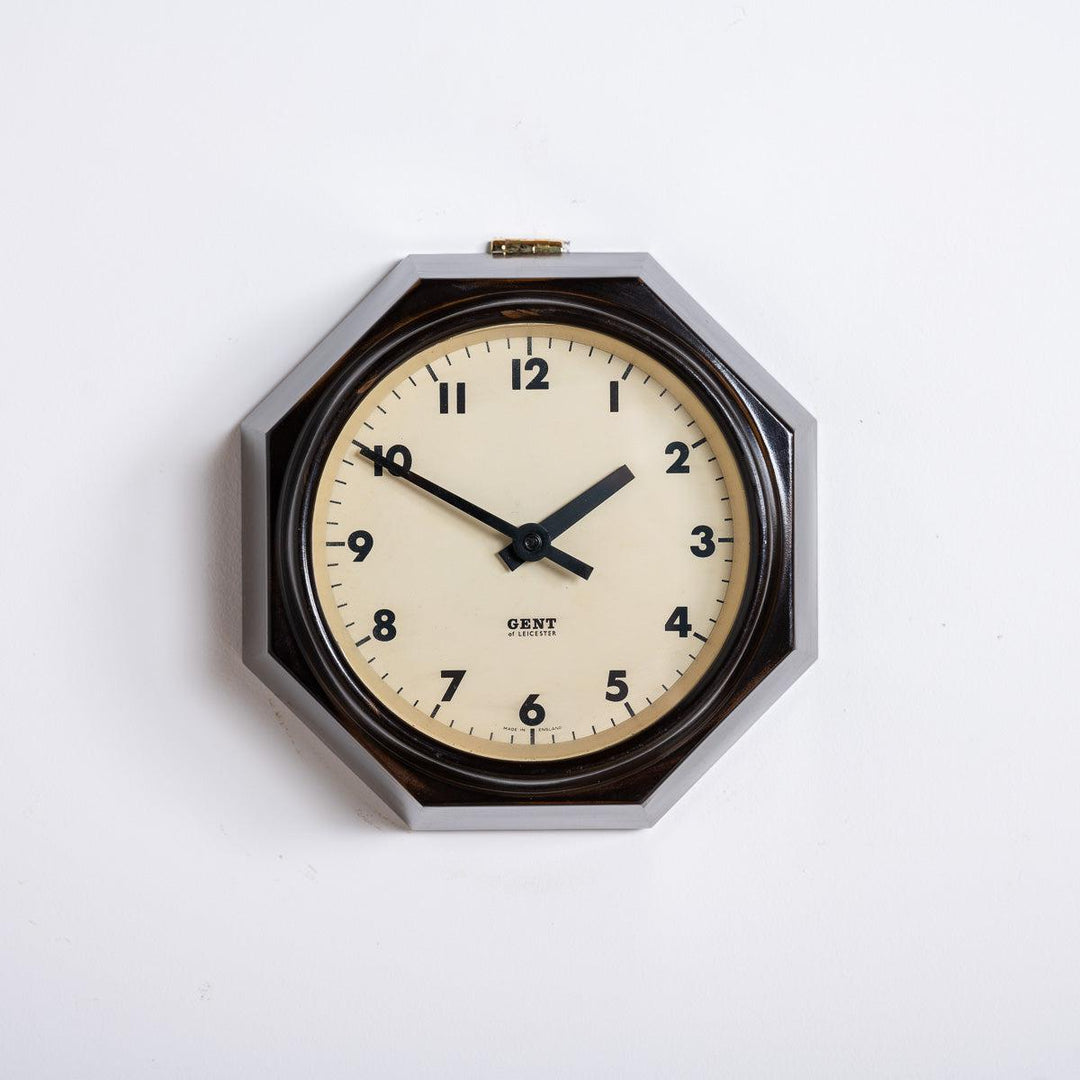 Rare Extra Small Octagonal Bakelite Wall Clock by Gent of Leicester