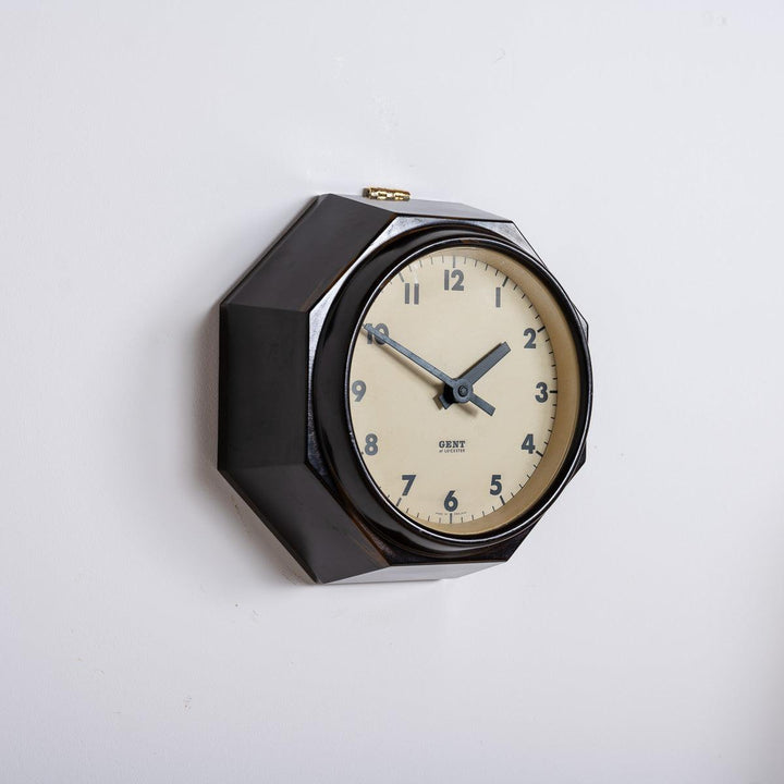 Rare Extra Small Octagonal Bakelite Wall Clock by Gent of Leicester