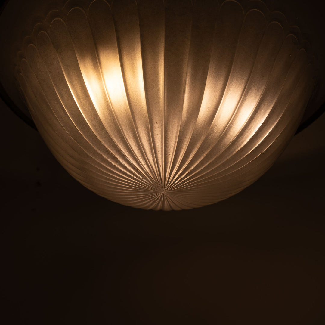 Rare Large F&C Osler Satin Glass Plafonnier Light with Original Heavy Cast Bronze Fittings