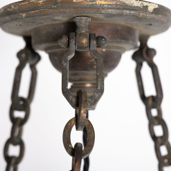 Rare Large F&C Osler Satin Glass Plafonnier Light with Original Heavy Cast Bronze Fittings