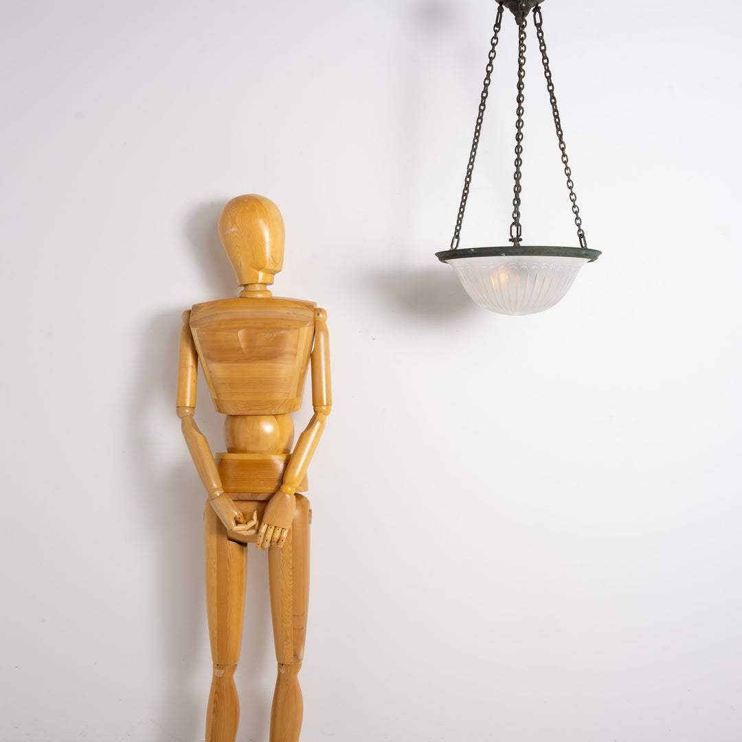 Rare Large F&C Osler Satin Glass Plafonnier Light with Original Heavy Cast Bronze Fittings