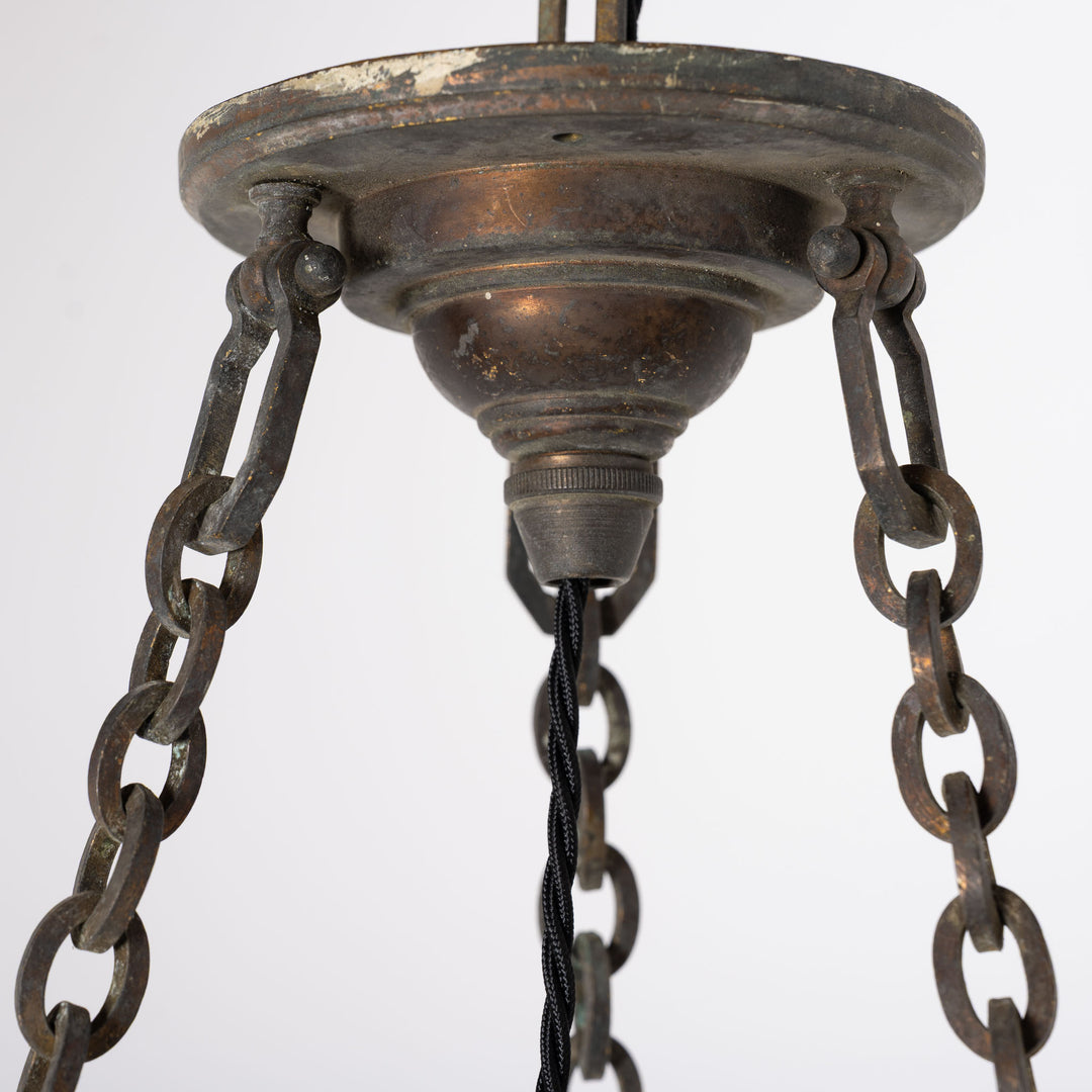 Rare Large F&C Osler Satin Glass Plafonnier Light with Original Heavy Cast Bronze Fittings