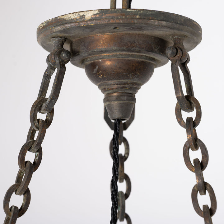 Rare Large F&C Osler Satin Glass Plafonnier Light with Original Heavy Cast Bronze Fittings