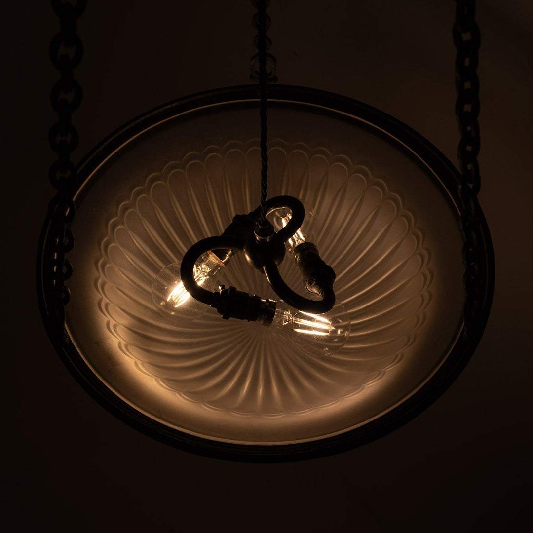 Rare Large F&C Osler Satin Glass Plafonnier Light with Original Heavy Cast Bronze Fittings