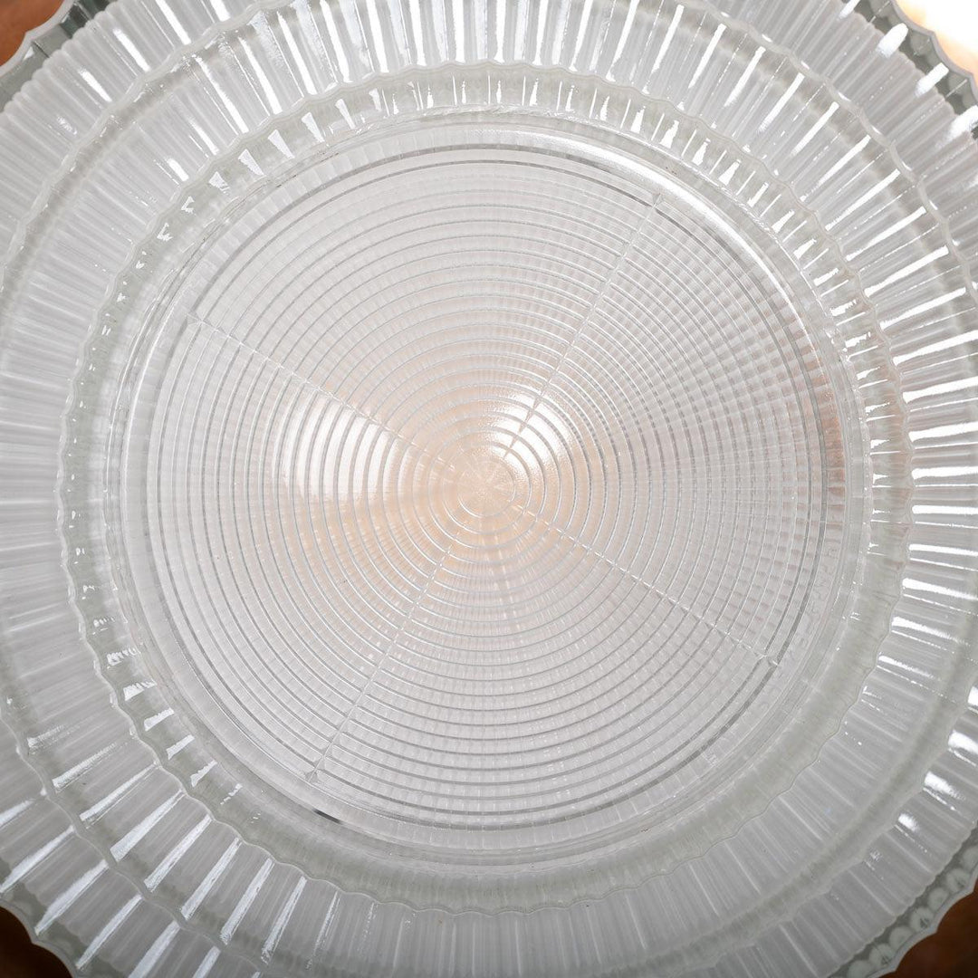 Rare Pair Holophane "STEPLITE" Prismatic Glass & Copper Stepped Flush to Ceiling Fittings