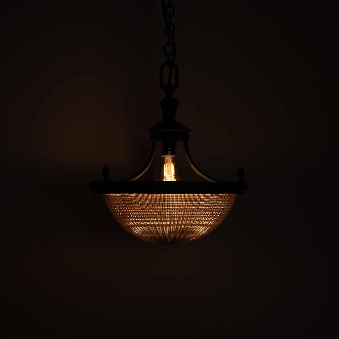 Rare Run of Seven Holophane Blondel Stiletto Bowls in Cast Brass Frames