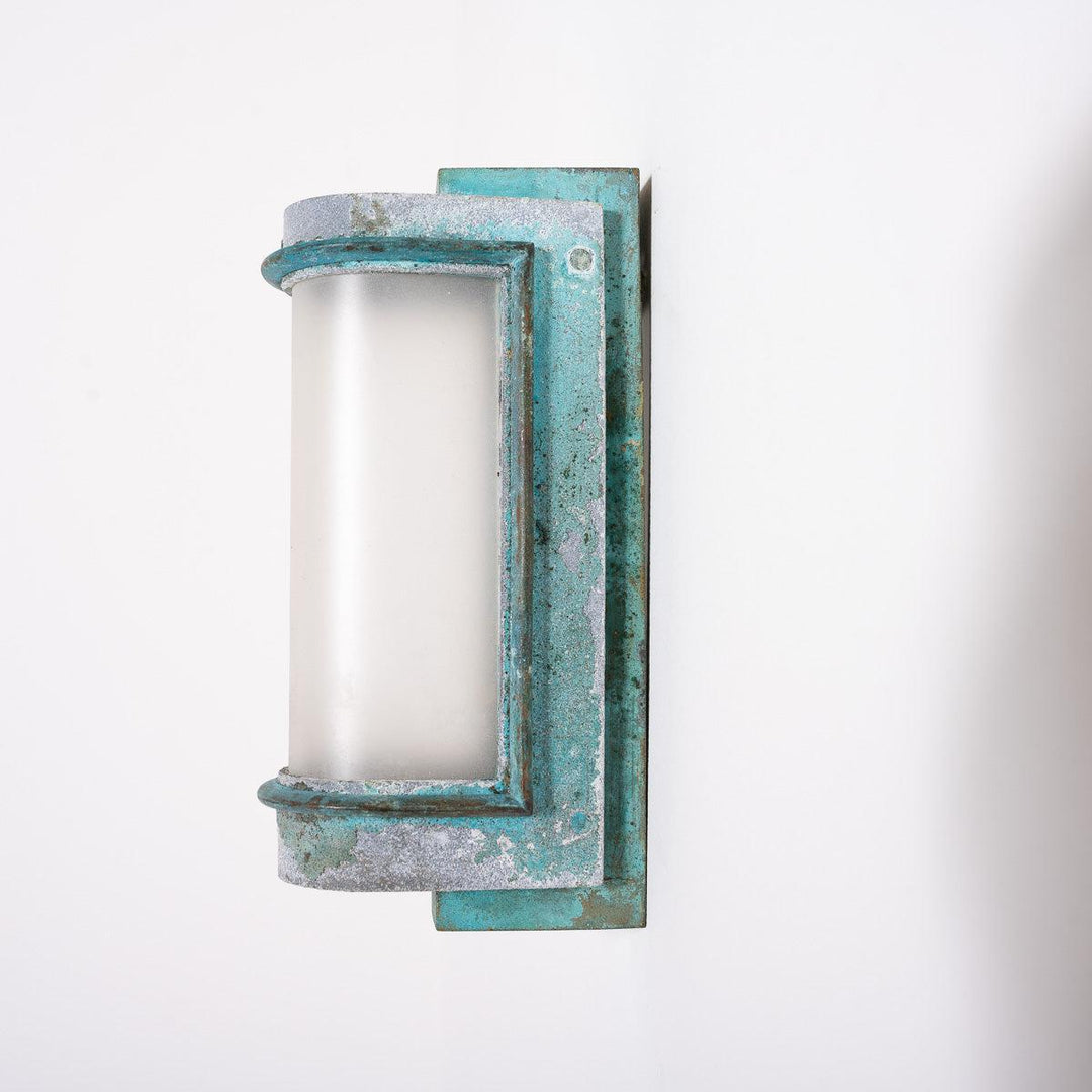 Reclaimed Art Deco Cast Bronze Cinema Wall Sconces with Original Verdigris Patina