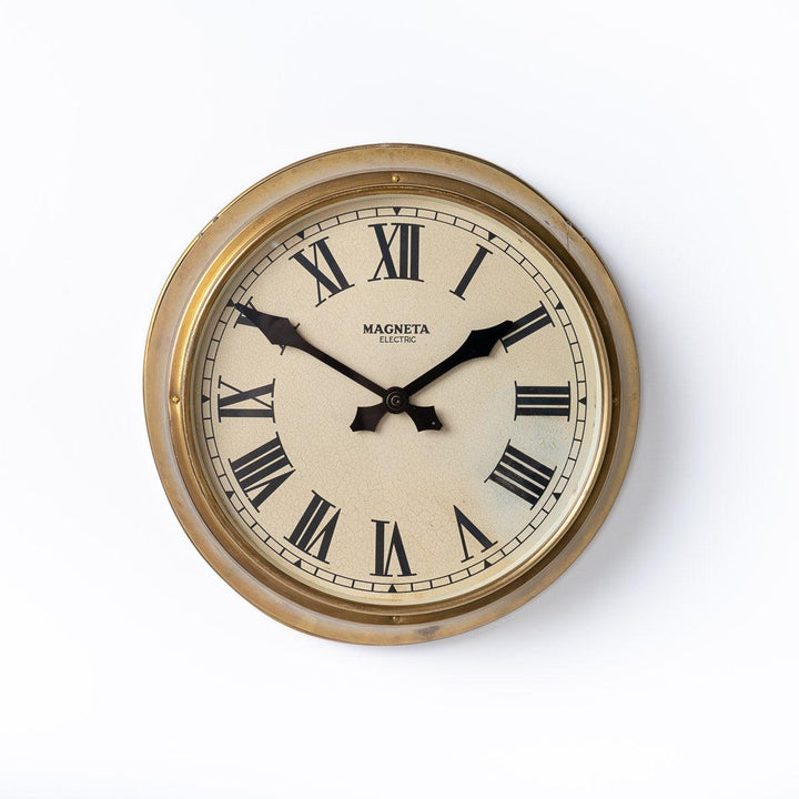 Reclaimed British Industrial Brass Wall Clock by Magneta London