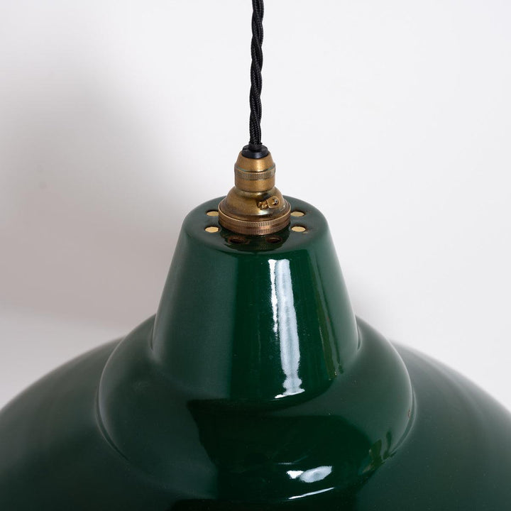 Reclaimed British Industrial Green Enamel Pendant Lights by Thorlux