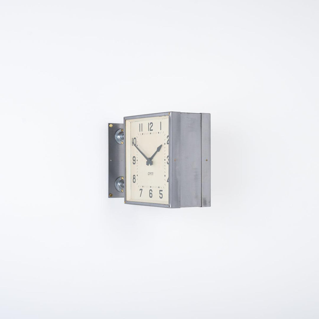 Reclaimed Double Sided Square Wall Mounted Clock by Gents of Leicester