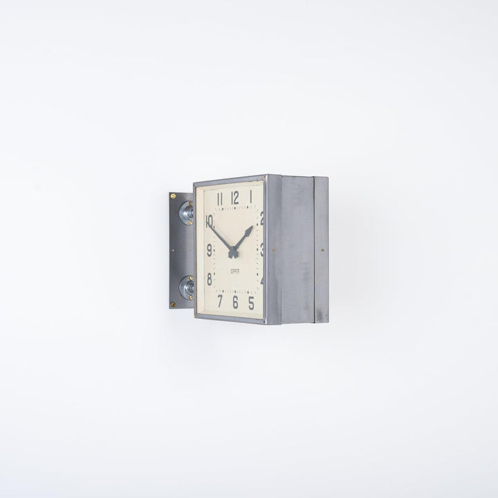 Reclaimed Double Sided Square Wall Mounted Clock by Gents of Leicester