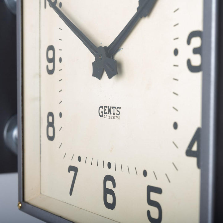 Reclaimed Double Sided Square Wall Mounted Clock by Gents of Leicester