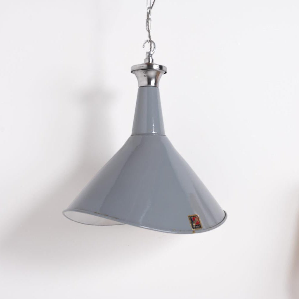 Reclaimed Extra Large Grey Enamel Vertical Elliptical Industrial Light Shades by Benjamin Electrical
