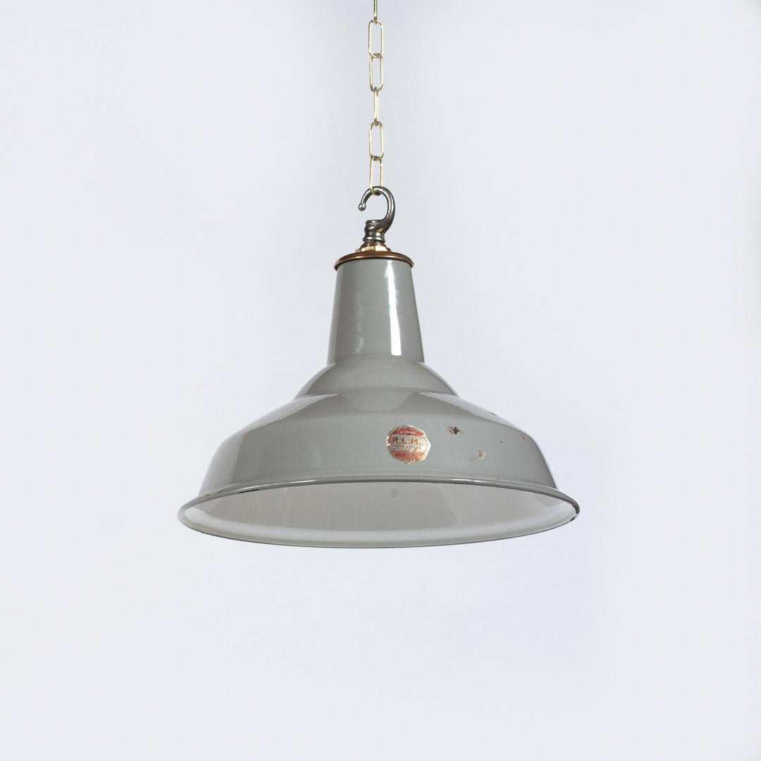 Reclaimed Grey Industrial Pendant Lights with Brass Galleries