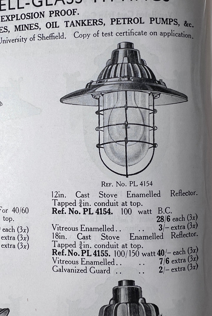 Reclaimed Heavy Cast Iron Industrial Flameproof Well Glass Pendant Lights by Walsall Conduits Ltd