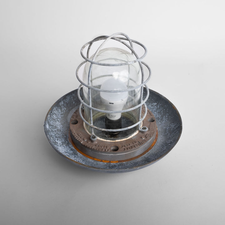 Reclaimed Heavy Cast Iron Industrial Flameproof Well Glass Pendant Lights by Walsall Conduits Ltd