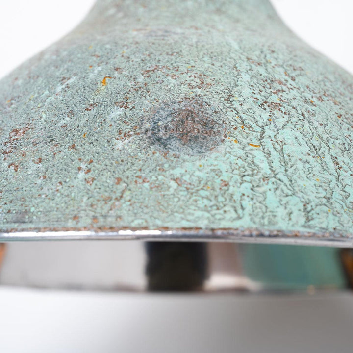 Reclaimed Holophane Verdigris Pendant Lights with Copper Fittings