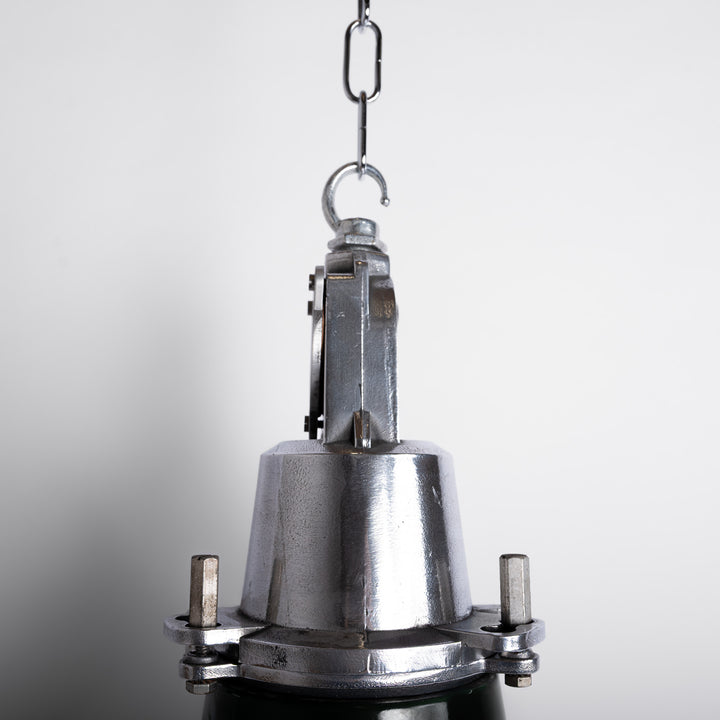 Reclaimed Industrial Green Enamel Pendants by Thorlux